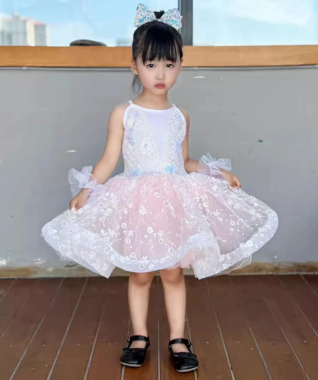 أطفال فستان الباليه سبعة ألوان الفتيات الأطفال الترتر فستان الأميرة الباليه توتو راقصة الباليه حفلة ملابس رقص فستان الباليه