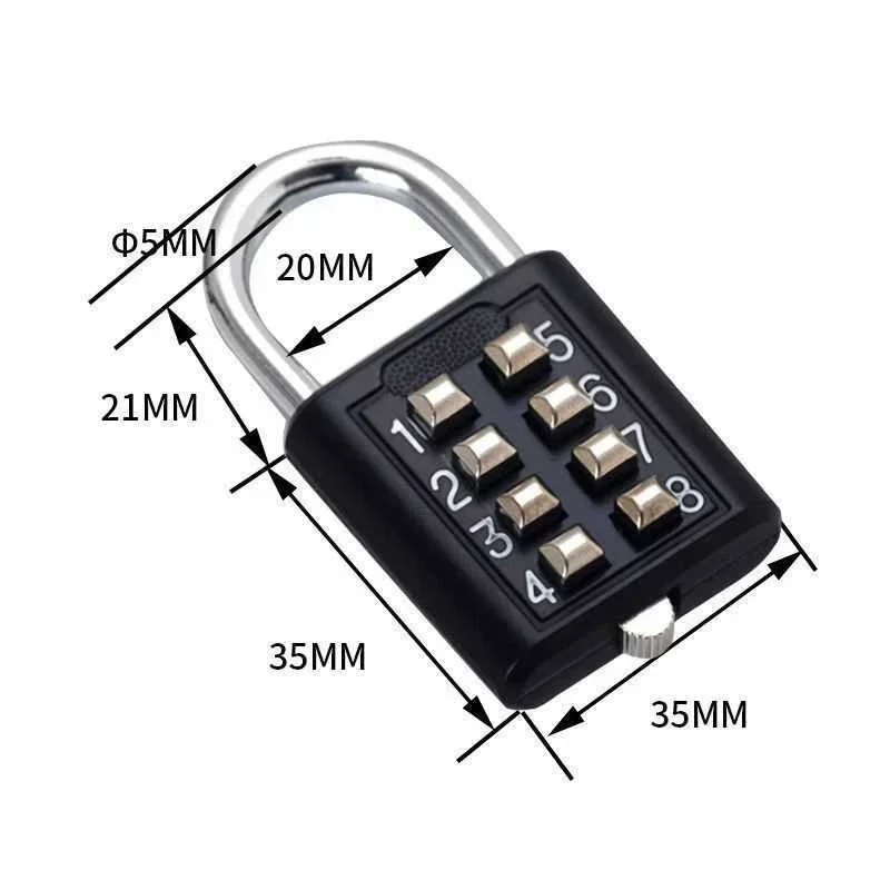 8 Digits Password Code Outdoor Combination Padlock Waterproof Zinc Alloy Suitcase Travel Luggage Anti-thieft Keyed Smart Lock