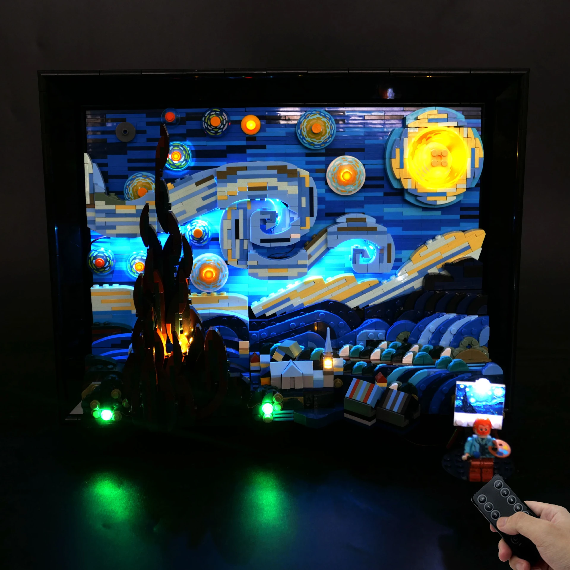 

DIY LED Lighting Kit Compatible with 21333 Starry Night Brick Painting Display Case Remote-Control Light Set (No Blocks Includ)
