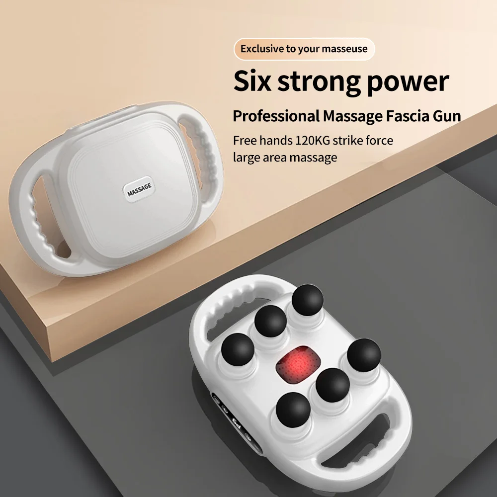 ترقية مسدس تدليك 6 رؤوس، مدلك الأنسجة العميقة المحمول لاسترخاء عضلات الجسم، هدية مدلك الظهر المحمولة للرجال والنساء #2