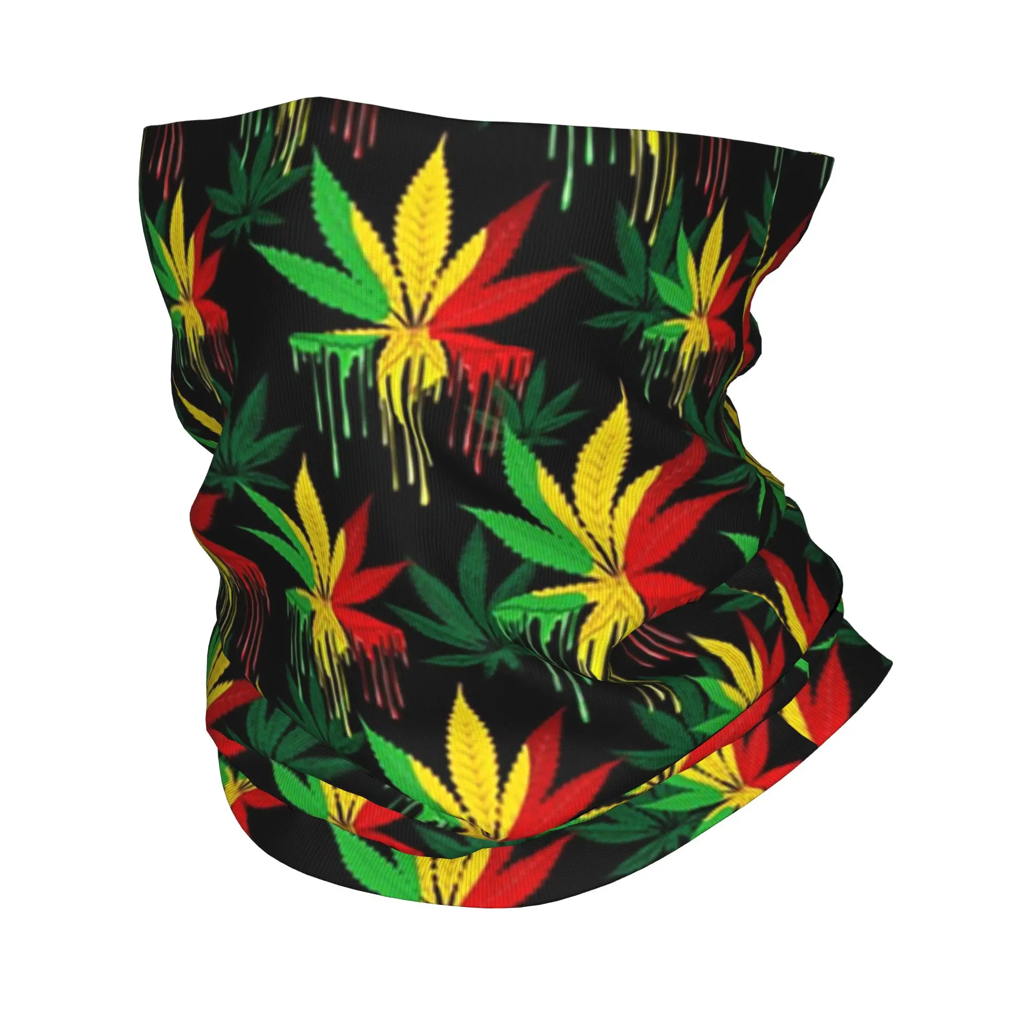 Kolorowa bandana z motywem liści rasta, osłona na szyję, drukowana chusta, maska, szalik, opaska na głowę, idealna na wędrówki, wędkowanie, dla mężczyzn, kobiet, dorosłych, na każdą porę roku.