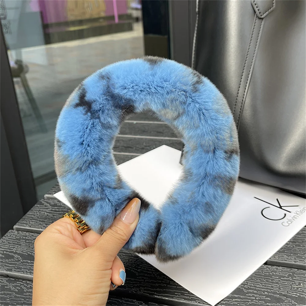 New Luxury Lady Hair Clips Winter Real Rabbit Fur Headband For Women Accessories Solid Head Wraps Warm Furry Hair Bands Gift