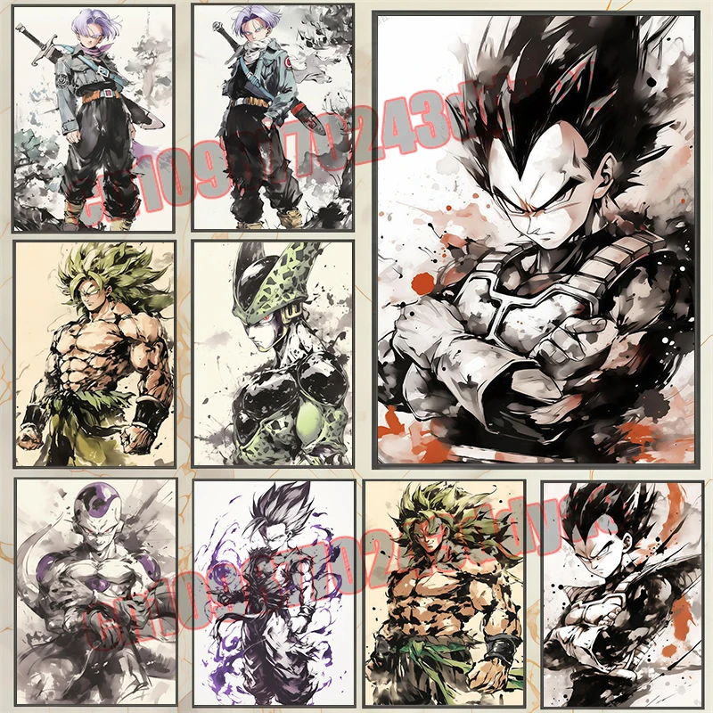 

Dragon Ball Poster Super Saiyan Goku Vegeta Frisamo Painting Style Art Printing Canvas Painting Home Wall Decoration Painting