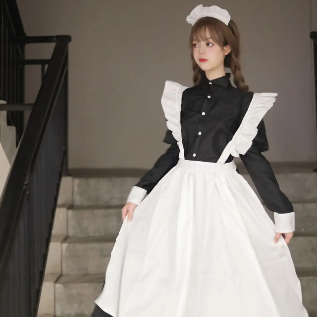 

Women Maid Outfit Long Dress Apron Dress Lolita Dresses Men Clothes Unisex Cafe Costume Cosplay Anime Costumes Jujutsu Kaisen