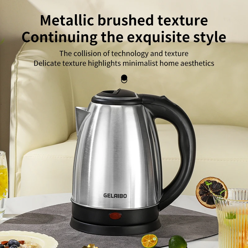 غلاية كهربائية GELAIBO، غلاية سرعة، غلاية كهربائية من الفولاذ المقاوم للصدأ، إيقاف تشغيل أوتوماتيكي منزلي، غلاية بزر واحد، كهربائي