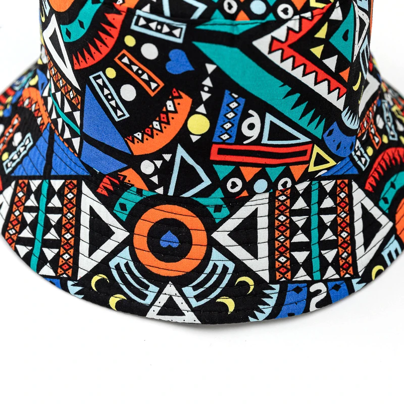 Bocca Printed Bucket Hat Vintage Print Bucket Hats Reversible Fisherman Hats Cap Man Women Unisex Foldable Retro Hip Hop