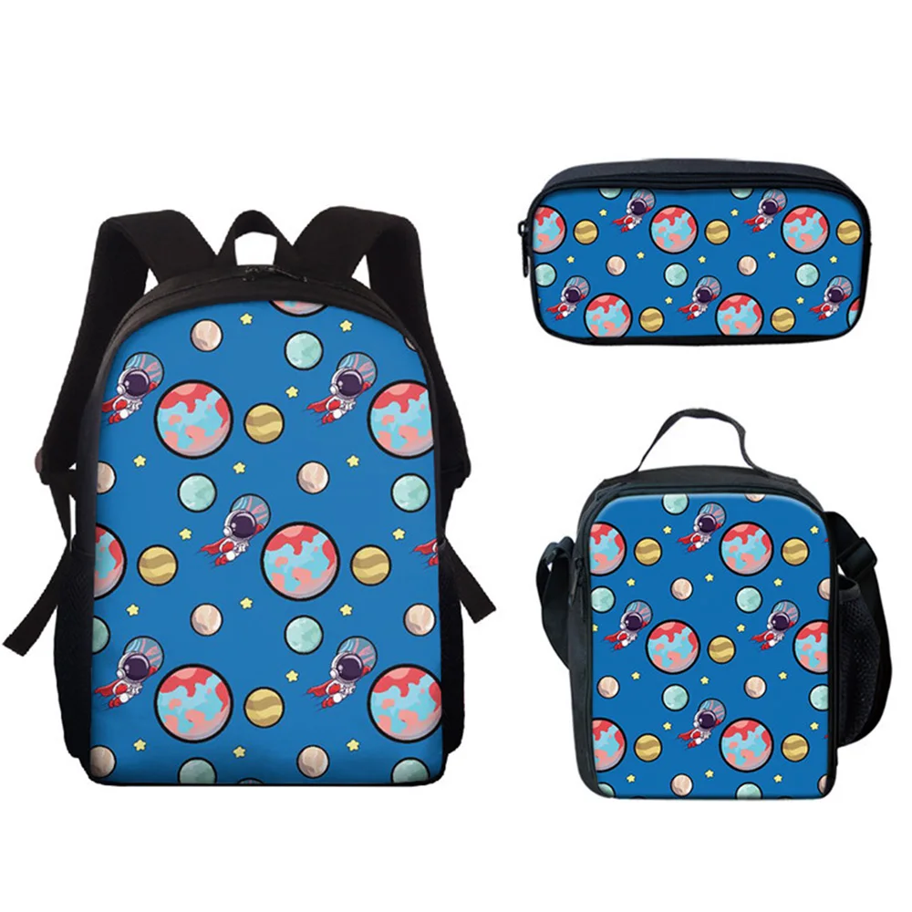 

Luxury Novelty Peculiar Cool Astronaut 3D Print 3pcs/Set pupil School Bags Laptop Daypack Backpack Lunch bag Pencil Case