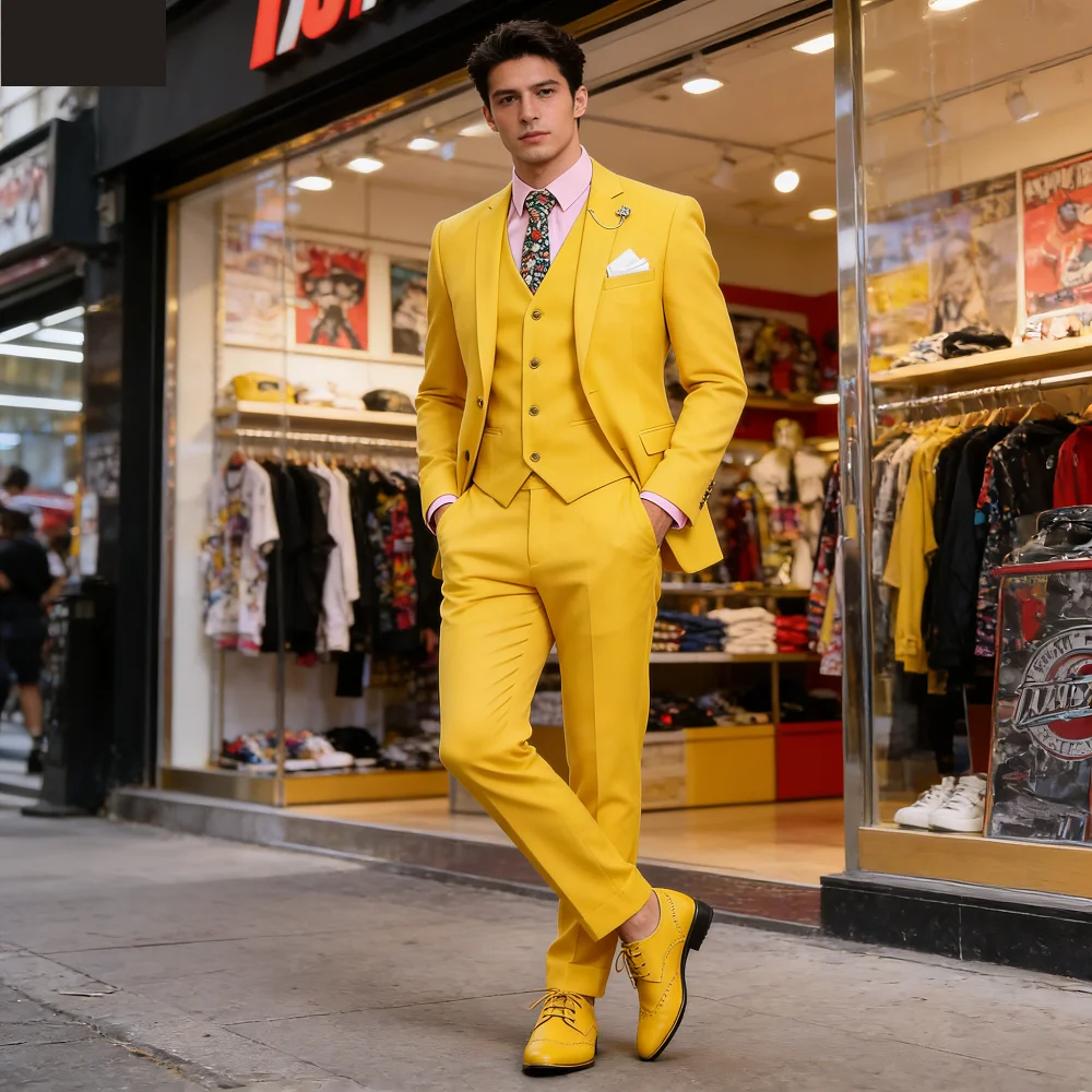 

3 Piece Slim Fit Customized Terno for Men Wedding Groomsmen Elegant Suit Blazer Set for Dance Ball