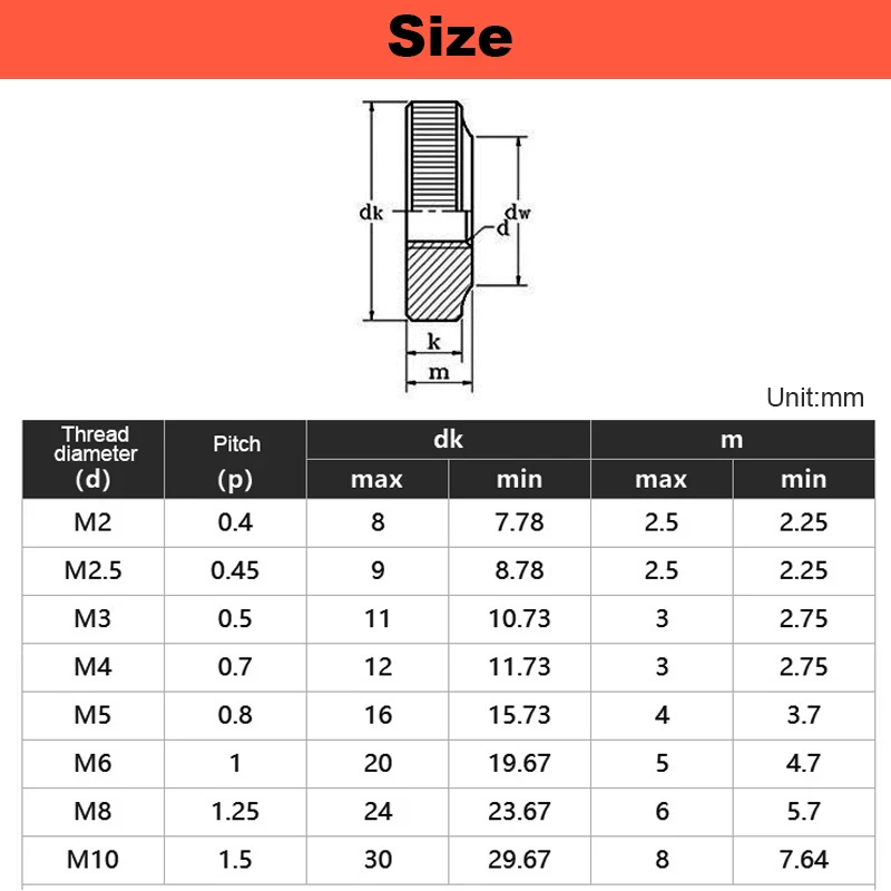 304 Stainless Steel GB807 Knurled Hand Thin Nut Through Hole Flat Head Flat Nut Lock with Step M3 M4 M5 M6 M8 M10 M12