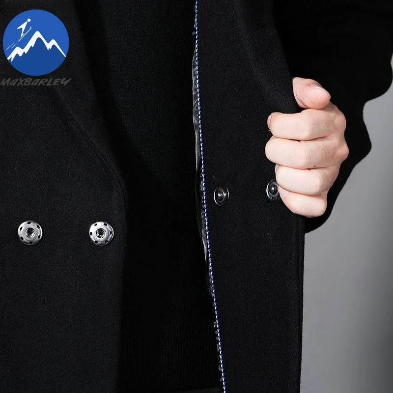 Maxbarley الفاخرة الصف معطف طويل للرجال خريف 2025 جديد الصوف يمزج معطف العلامة التجارية الذكور الملابس الشتوية معطف الكشمير الكورية رجل #3