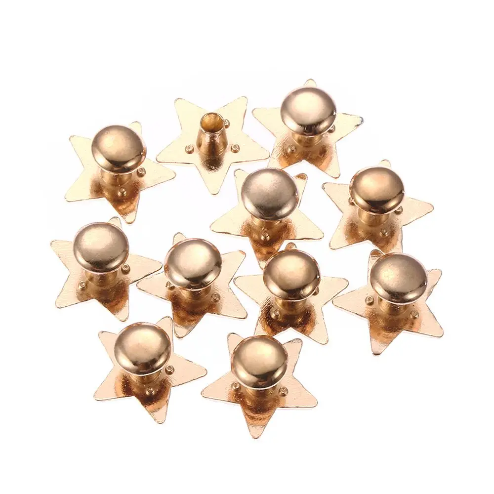 10sets(20pcs) Stars Rivets DIY Clothing Bag Shoes Crafts Decoration Supplies Garment Sewing Glass Drill Nail Button