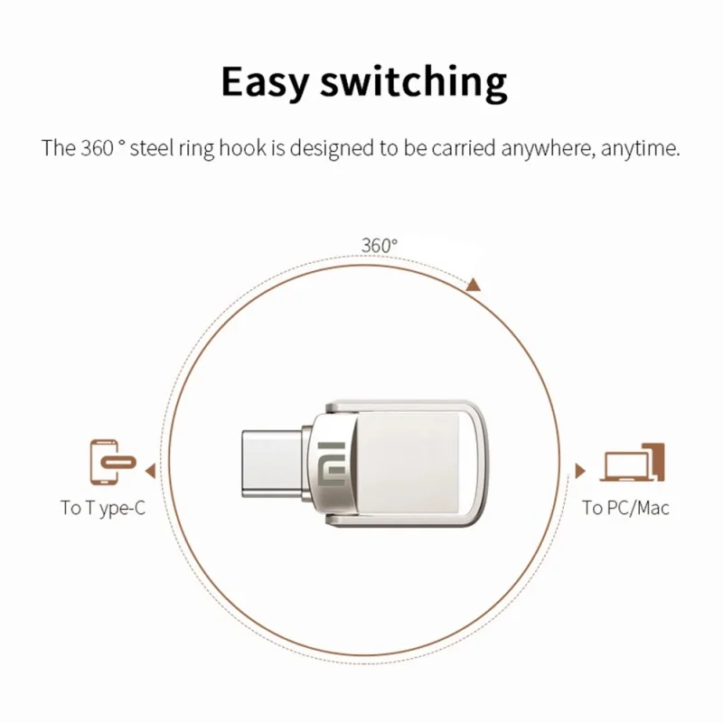 Xiaomi U Disk 2TB 1TB USB 3.1 Type-C Interface 256GB 128GB 512GB Mobile Phone Computer Mutual Transmission Portable USB Memory