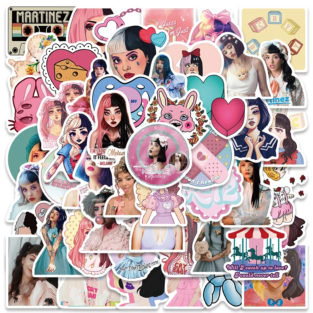 Melanie Martinez-Decalques estéticos para meninas, adesivos Hot Singer, mala, scrapbook, telefone, guitarra, diário, carro, 50pcs