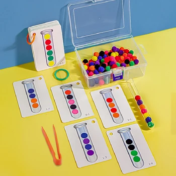 어린이 모피 공 테스트 튜브 정렬 장난감 손가락 미세 모터 훈련 아기 조기 교육 교육 색상인지 장난감