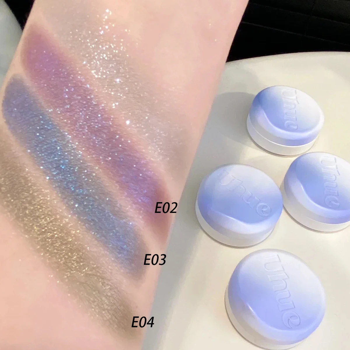 Uhue única sombra série e, sombra em pó, brilho dimensional, pó ultrafino, uso duradouro, maquiagem criativa, brilho