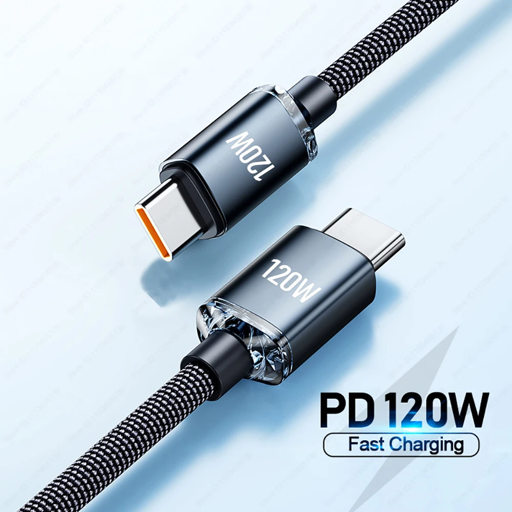 PD 6A 120W USB-C To USB-C Quick Charging Data Cable Fast Charging USB C To Type C Charging Wire For Samsung Xiaomi Huawei iPhone