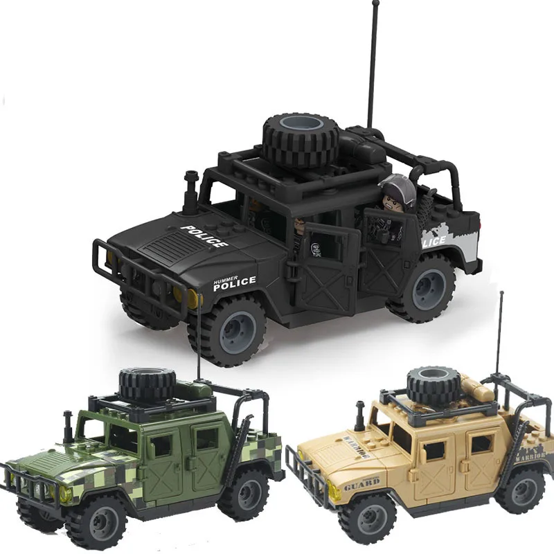 WW2 Military Humvee Jeep 2 Modes Armored Vehicle Army Car Building Blocks Bricks Classic Model Figure Moc Toys Boys Kids Gift