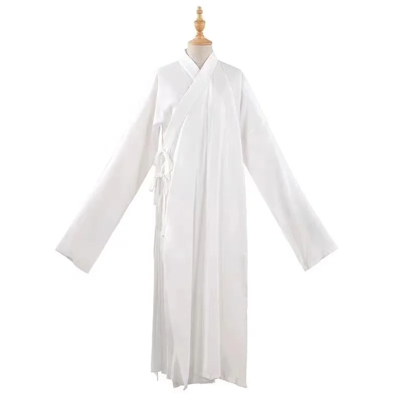 Hanfu Chinese Ming Dynasty Traditional Round Collar Robe Lining Original White Inner Wear Clothing Taoist Robe Lingerie Costume