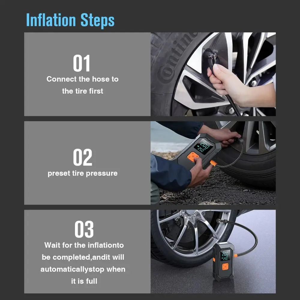 

Professional 4 in 1 Car Jump Starter 6000mAh 12V Multifunction Car Air Pump Portable with Air Pump Auto Tire Inflator