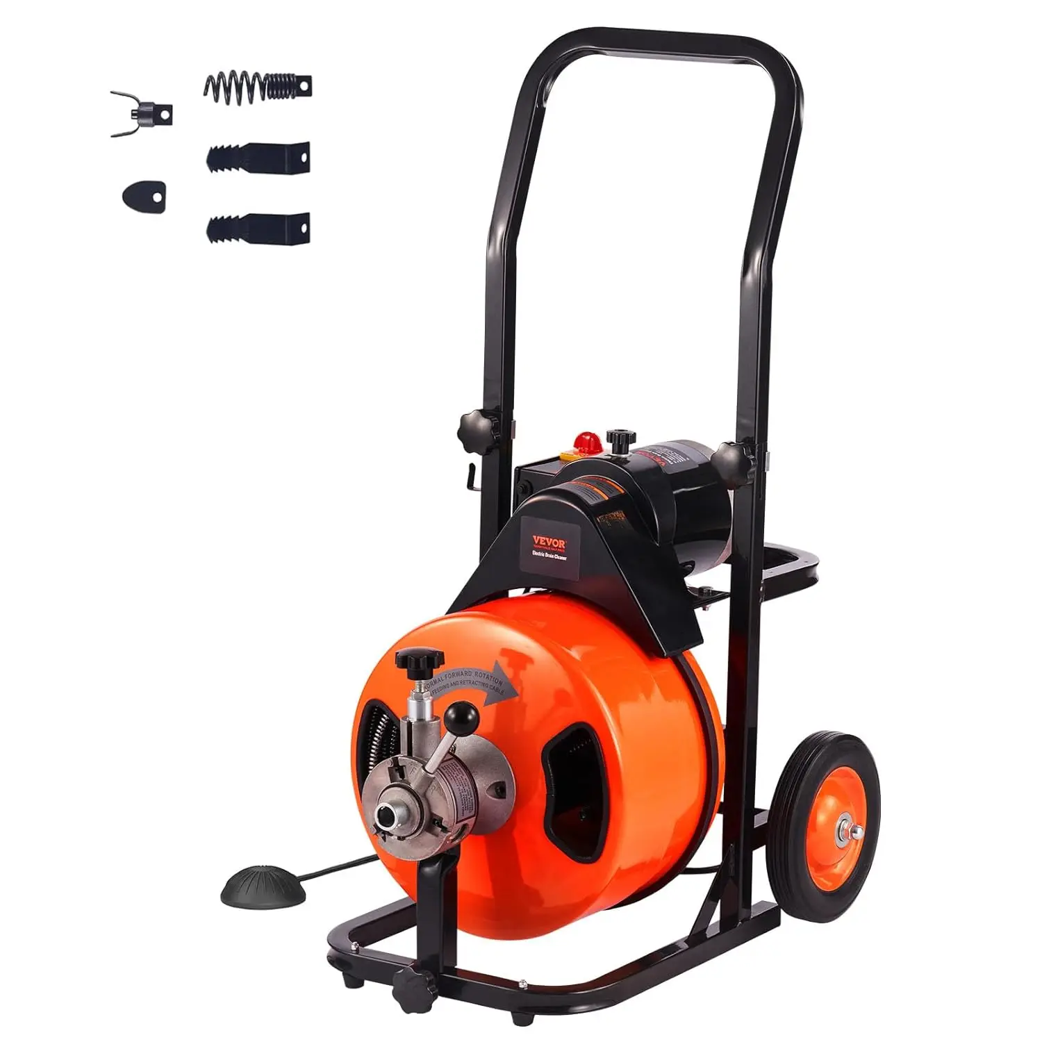

Drain Cleaner Machine 75FT x 1/2Inch, Auto Feed Sewer Snake Auger with 4 Cutter & Air-activated Foot Switch for 2" to, Custom