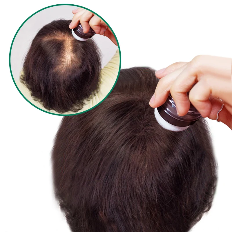 

Dense hair, increased hair, shadow powder to modify large forehead, alopecia areata cover