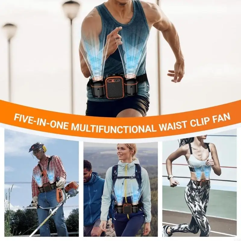 屋外ウエストファン充電式冷却ファン10000MAHクリップファンプラスチックテクスチャー旅行キャンプ釣りに適しています