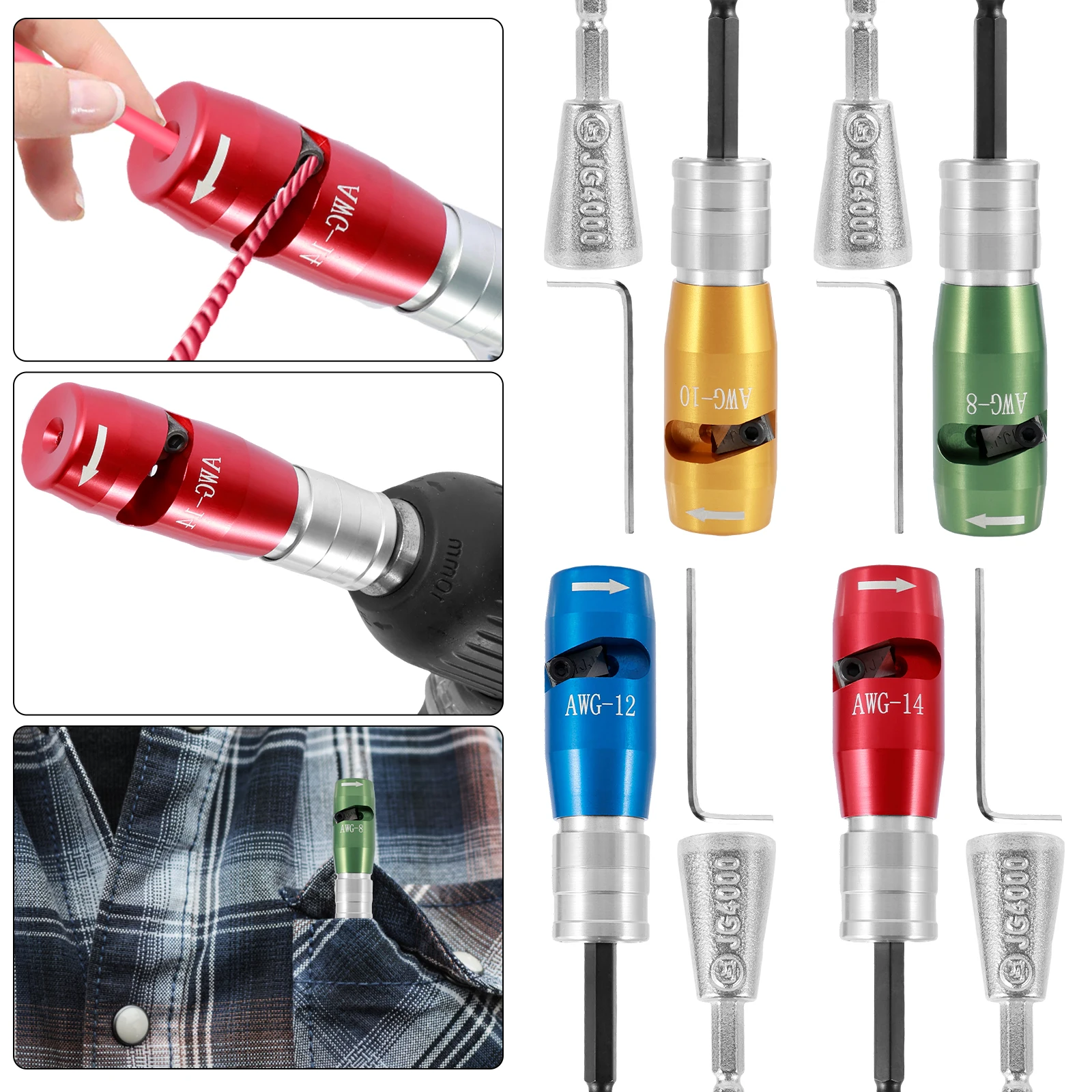 

Wire Stripper and Twister Tool Set Portable Electric Wire Peeling Stripper Adjustable Cable Stripping Tool Wire Twister