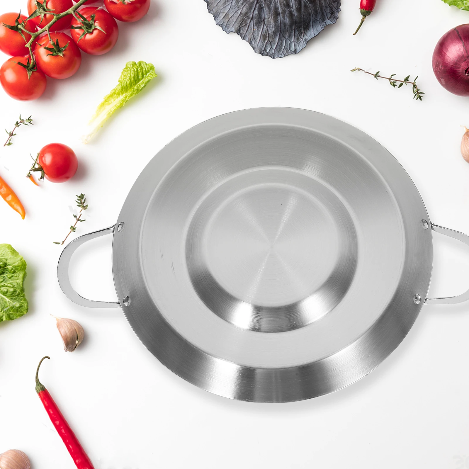 

Плоская сковорода из нержавеющей стали 24 см с антипригарным покрытием для домашней кухни, барбекю, портативная сковорода для приготовления вкусной еды