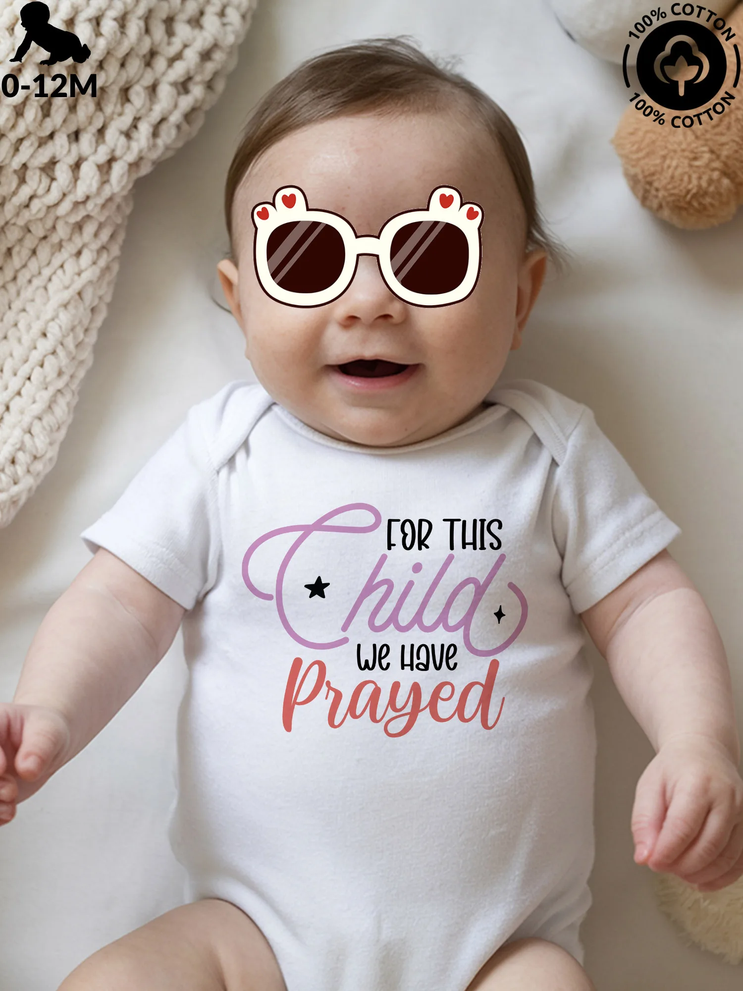 

For This Child We Have Prayed Unisex Baby Crawling Suit, Pure Cotton Soft Onesie, All-Season Wear White Bodysuit 190GSM