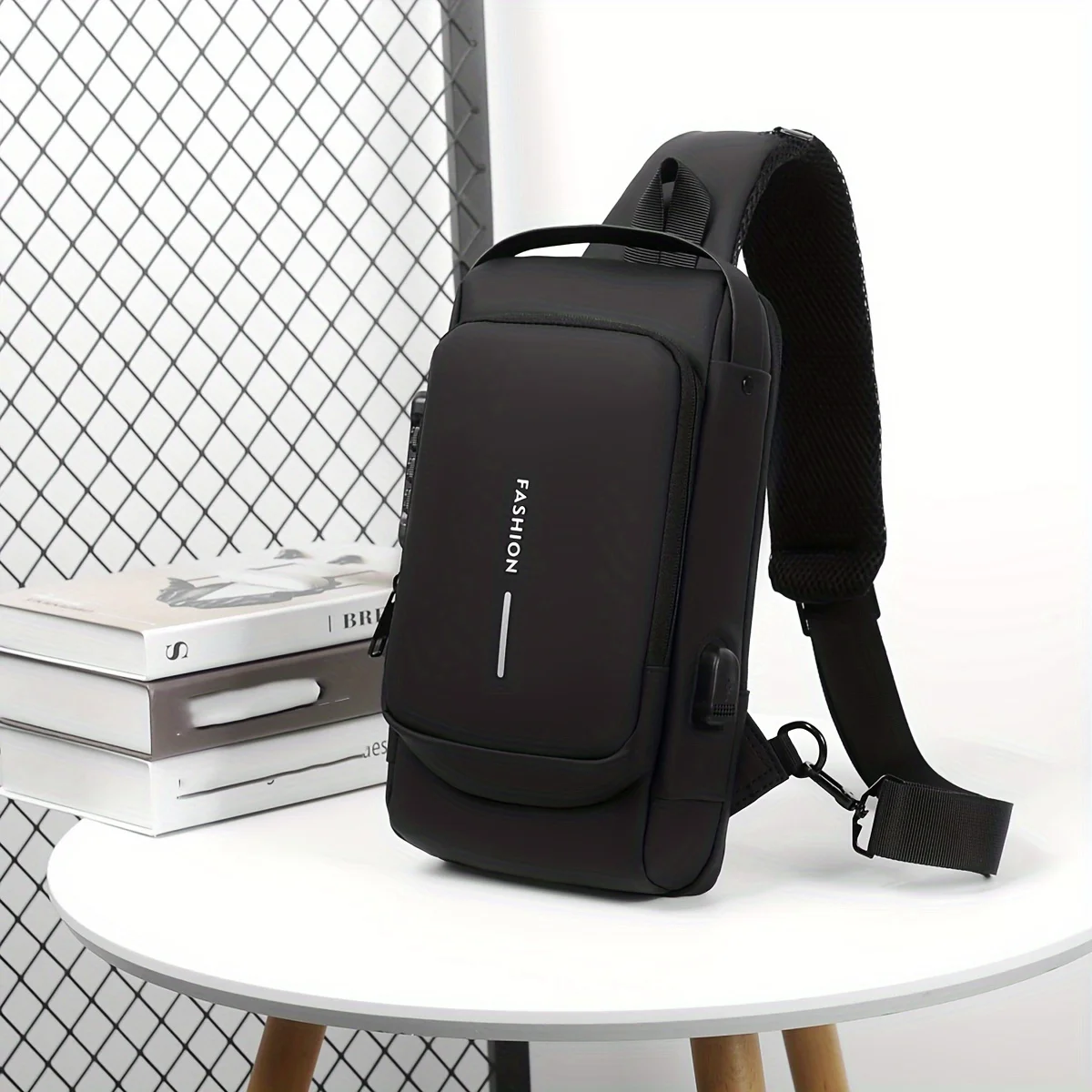 

Men'S Secure Password Lock Chest Bag,Stylish Crossbody Bag for Motorcycling And Leisure Activities,Durable Material