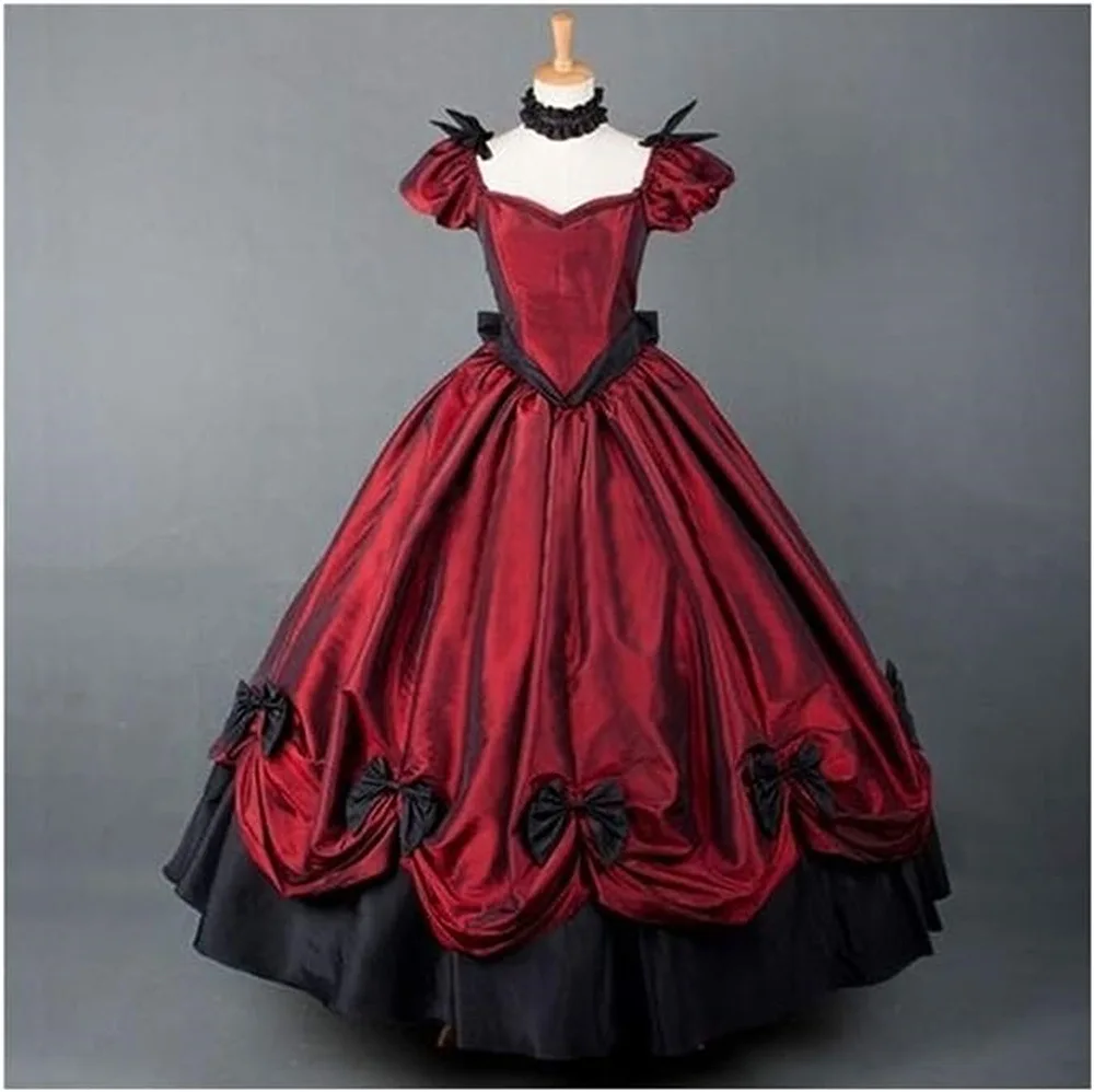 

Wine Red Women Renaissance Gothic Victorian Dress Southern Belle Sallon Girl Victorian Period Ball Gown Theater Costume