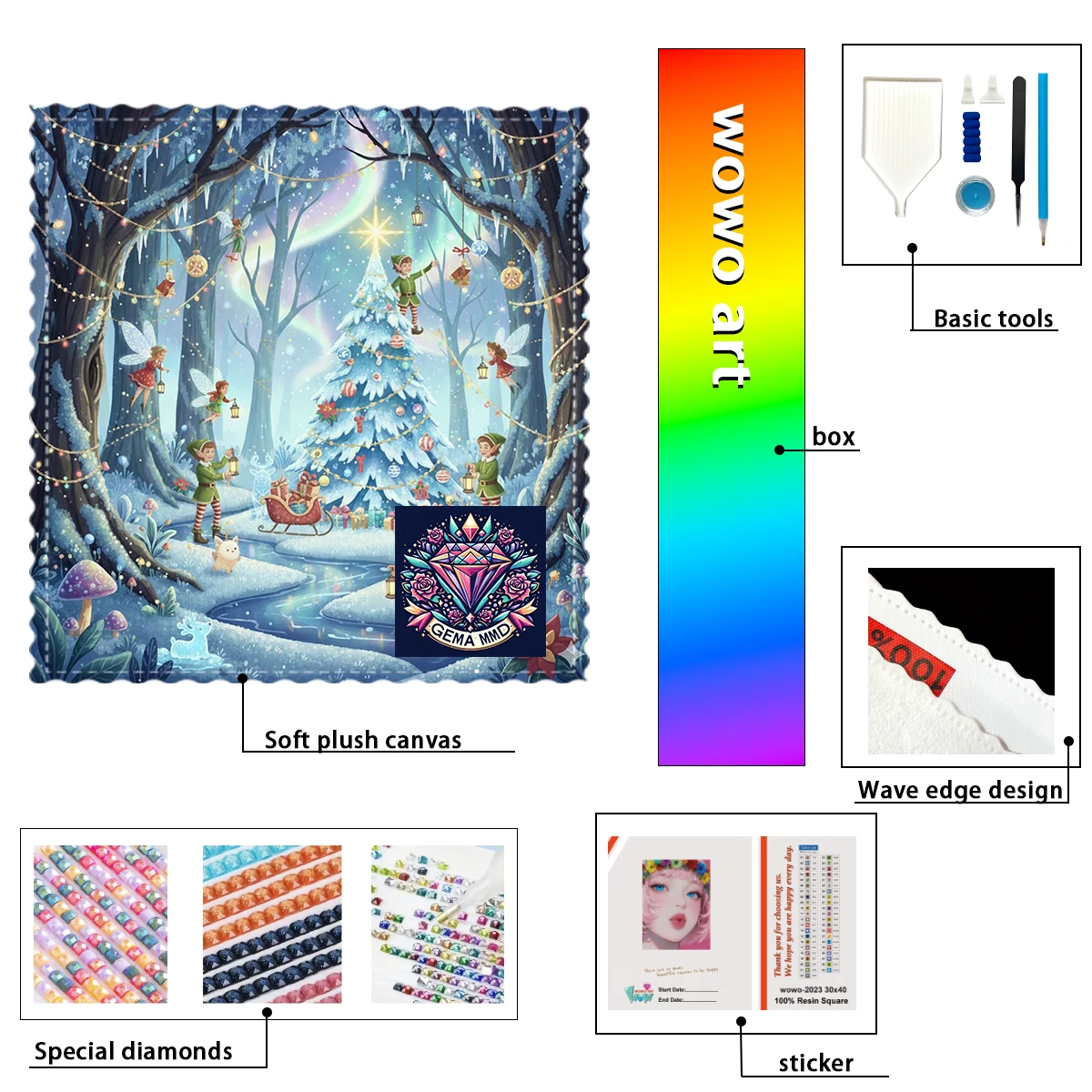 

【GEMA MMD Diamond Art】The little elf under the Christm 100% resin FD+ab+cr Diamond Stamping Kit Perfect Masterpiece worth Buying