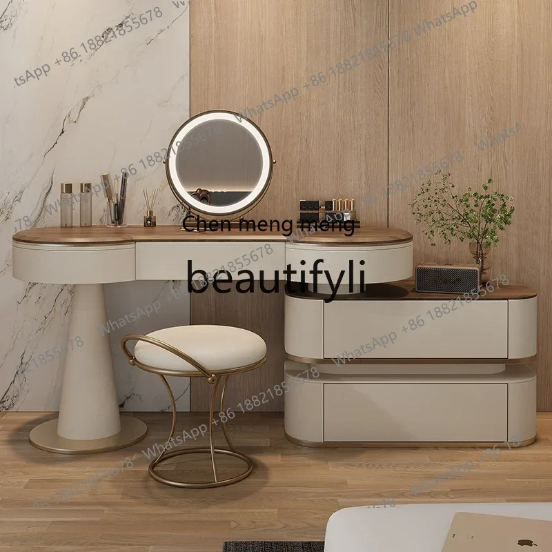 D178 خزانة تخزين من الخشب الصلب الفاخر، طاولة مكياج متكاملة لغرفة النوم على الطراز القديم #2