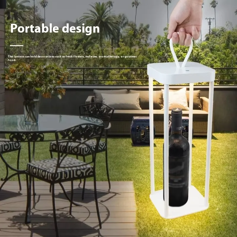 

Factory Nordic Desk Lamp Outdoor Night Light Restaurant Garden Portable Desk Lamp Rechargeable Wireless Metal Lantern