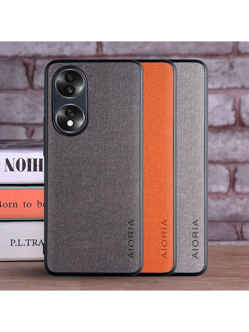 Etui na telefon Honor 70 5G coque Luksusowe tekstylne skórzane etui z miękkiego TPU funda na huawei Honor 70 etui capa — zdjęcie 2