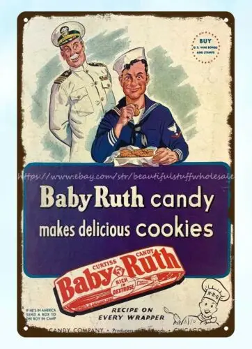 home garden wall decor 1944 Baby Ruth WWII US NAVY metal tin sign