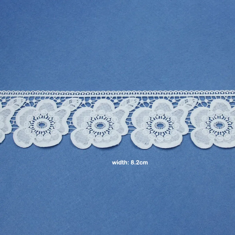 10yard White Polyester Silk Embroidery Water-Soluble Lace Fabric Sewing Trim Diy Non Elastic Skirt Bar Code Home Clothing Access