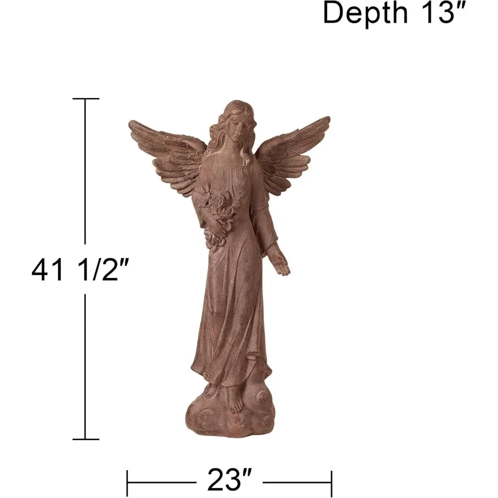 Large Tall English Tudor Angel Garden Statue Sculpture Catholic Religious Holy Decor Outdoor Garden Front Porch Patio Yard