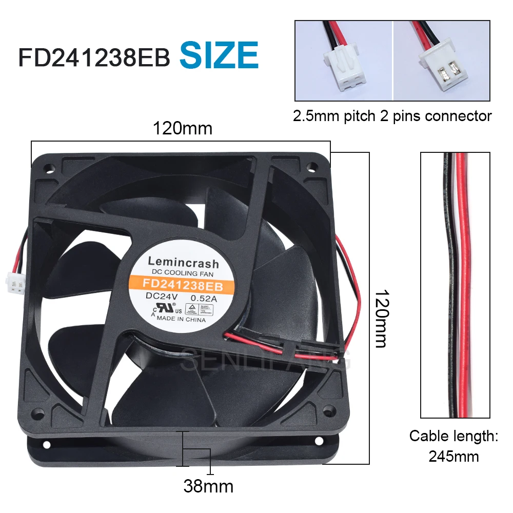 Original 6 PCS FD241238EB DC 24V 0.52A S7 S9 T9 L3 BTC ETH Mining Double Ball Bearing/Cooling Fan 120*120*38mm