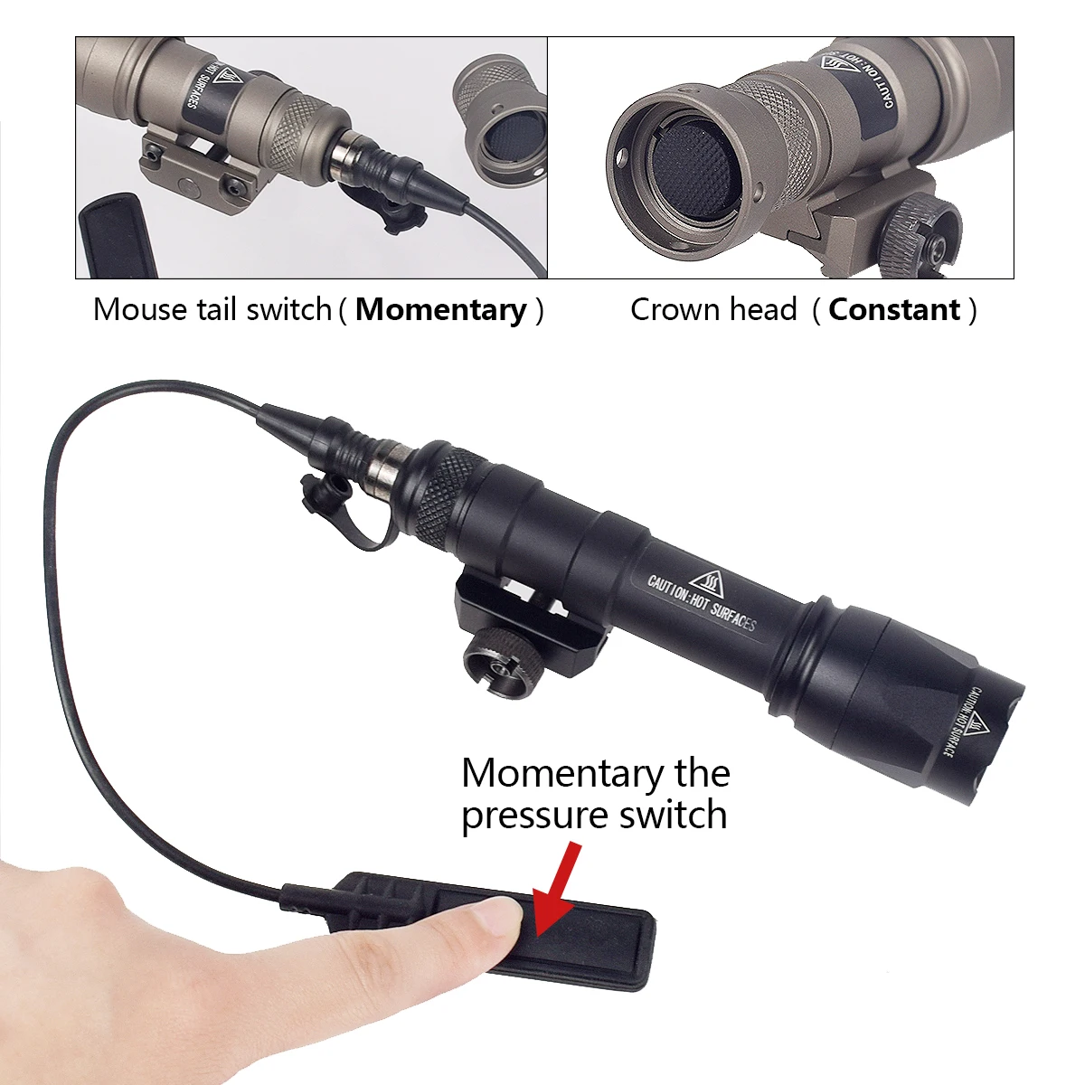 Surefire ไฟฉายกล M600C M300A M600 M300 400 lm/600lm ไฟ LED สีขาวพอดีกับรางขนาด20มม. อุปกรณ์เสริมสำหรับปืนล่าสัตว์