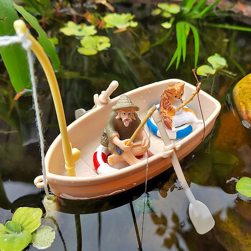 Miniatur-Simulationsfischerboot für Aquascaping und Desktop-Dekoration – Detail 1