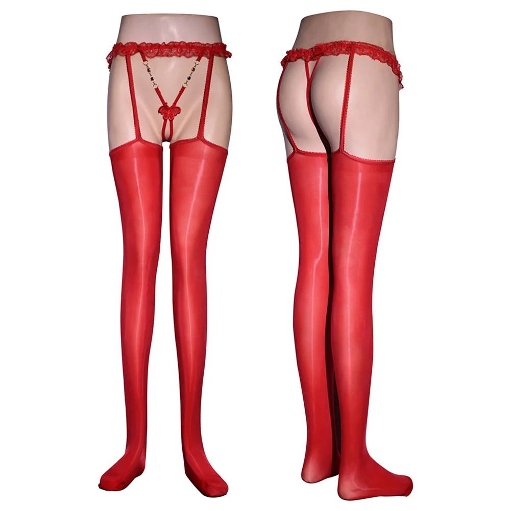 

Charming Womens Sexy Lingerie Set including Suspenders TBacks and Open Crotch Design with Lovely Lace Stockings