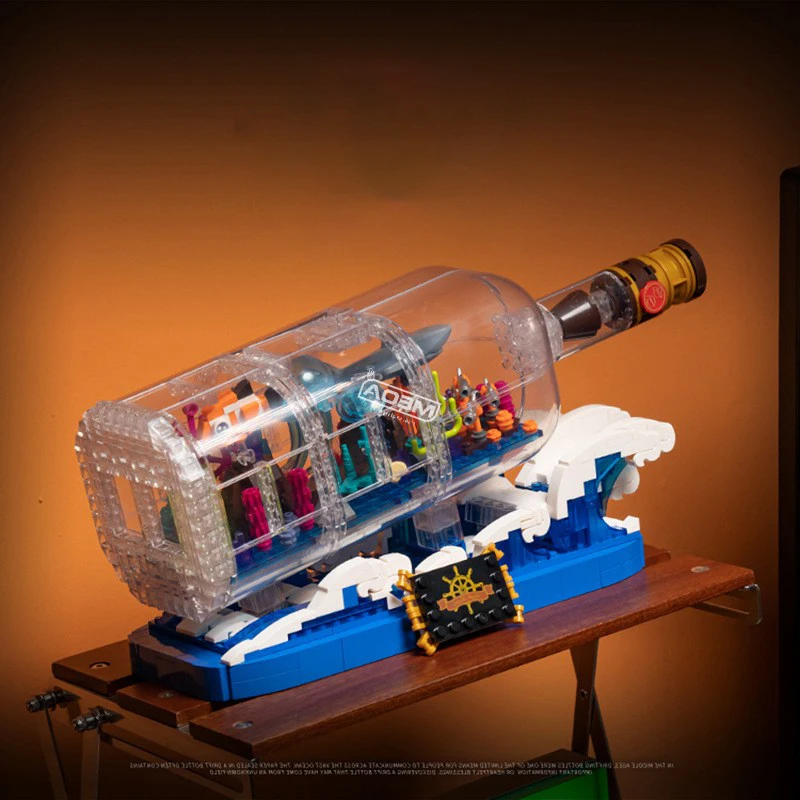 

MOC Bottle Ecological Fish Tank Building Block Set DIY Drifting Bottle Wave Model Brick Boys Girls Self-assembly Brocks Toy