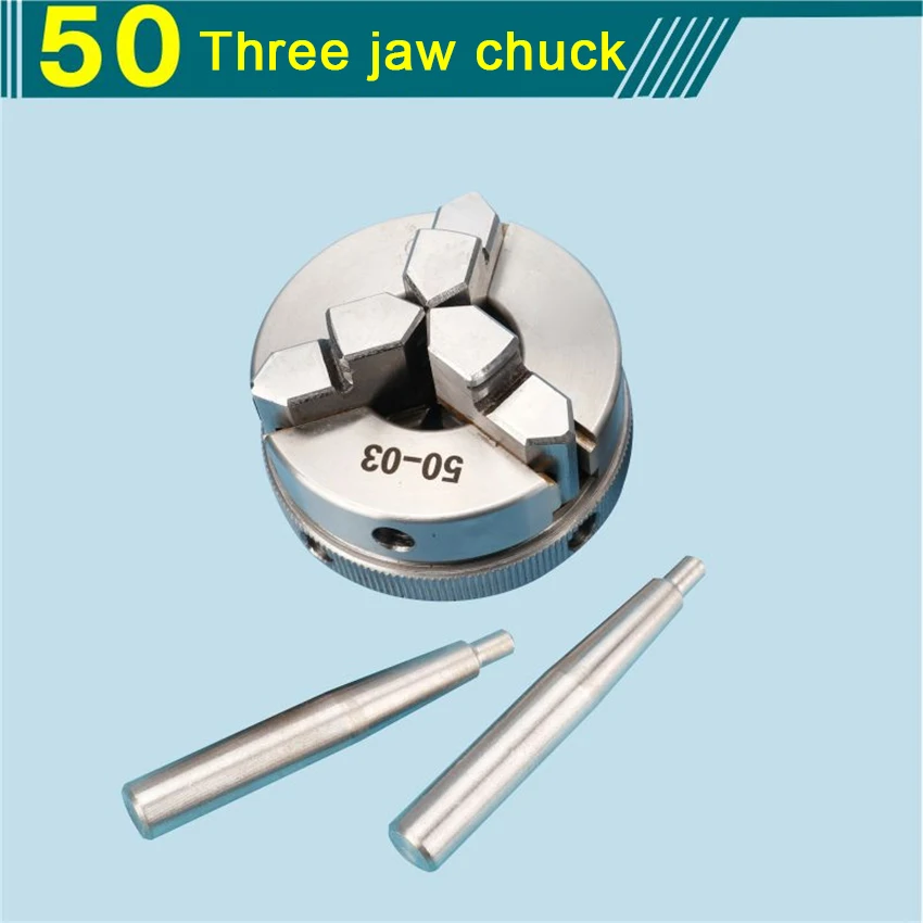 High Precision Lathe Chuck 50mm Three Jaw Chuck Mini DIY Metal Lathe Wood Lathe Tools CNC Wood Drill Chuck Tools Accessories