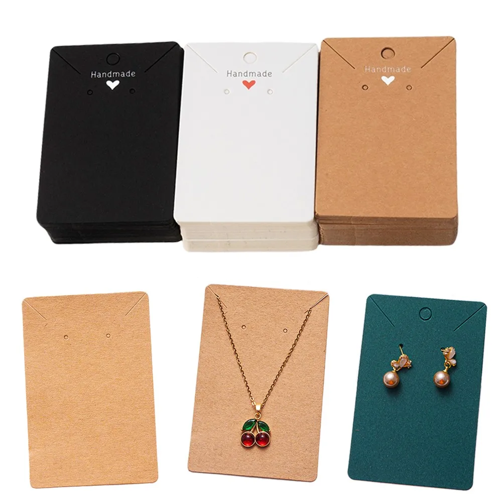 

50Pcs Blank Necklace Earring Jewelry Display Cards For Packaging Cardboard Hang Tag Card Ear Stud Paper Card Small Business