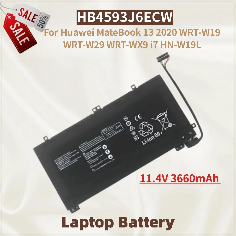 

Laptop Battery HB4593J6ECW 11.4V 3660mAh For Huawei MateBook 13 2020 WRT-W19 W29 WX9 i7 HN-W19L Brand-New High Quality