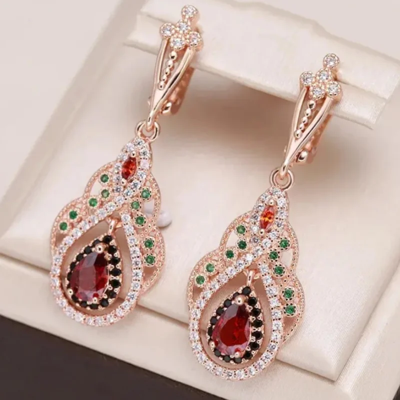 Court Style Gorgeous Dazzle Synthetic Zirconia Pendant Earrings for Women Luxury Elegant Banquet Celebration Fine Jewelry Crafts
