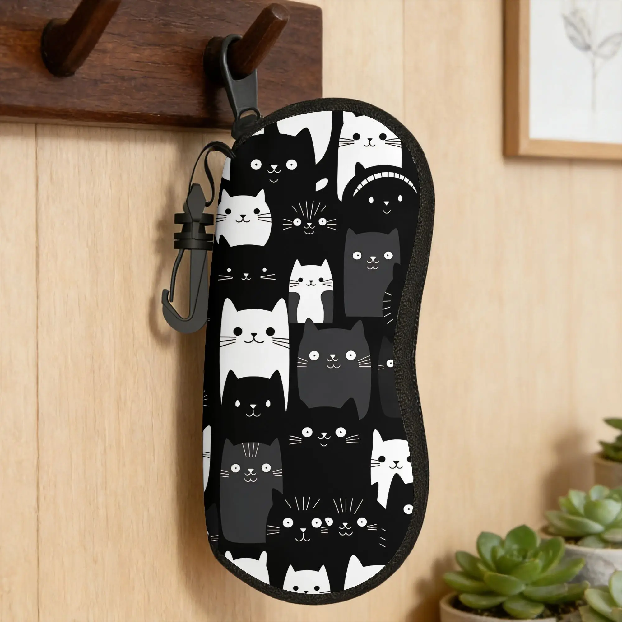 Black Cat Glasses Case Cover Men Women  Sunglasses Pouch Soft Zipper Eyewear Box Outdoor Glasses Box