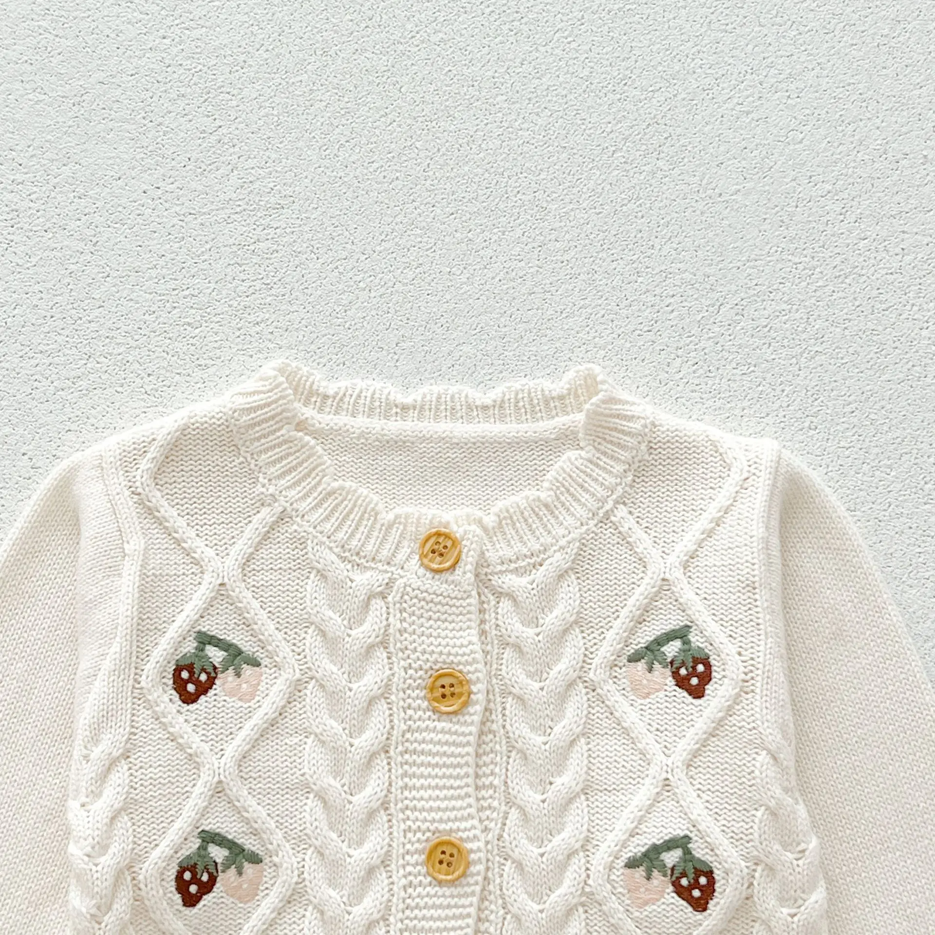 Autumn Newborn Infant Baby Girls Knit Romper + Strawberries Embroider Sweater Cardigan Kids Onepiece Fashion Baby Clothing