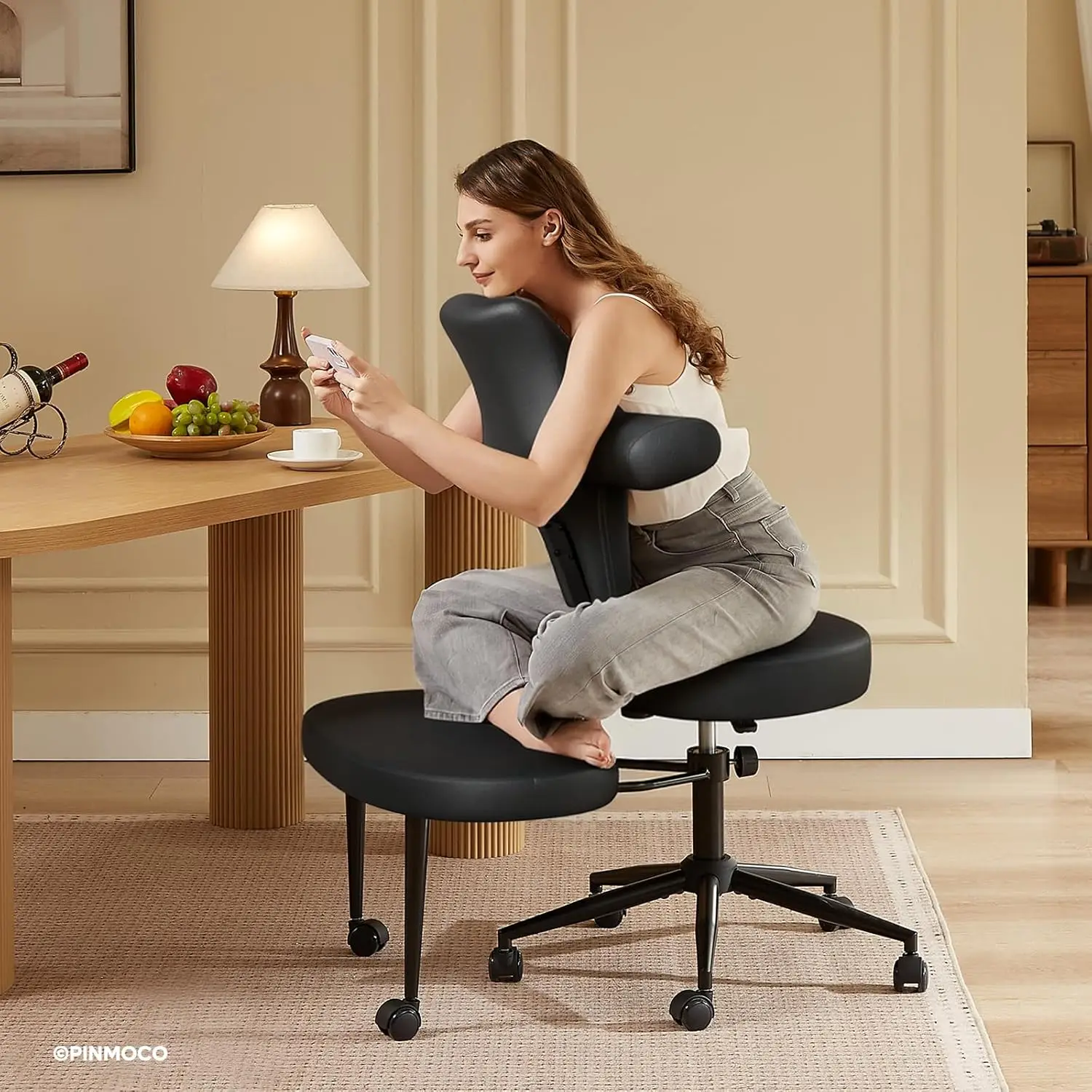 

Ergonomic Cross Legged Office Chair Extra Wide for ADHD and Meditation, Kneeling Chair with 360° Swivel Wheels and, Customized